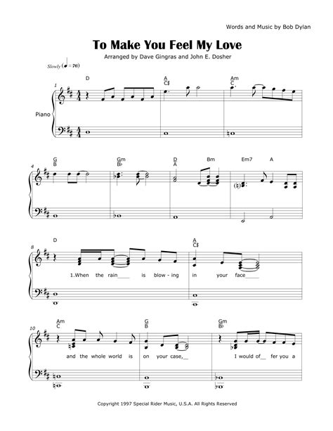 To Make You Feel My Love Arr Dave Gingras And John E Dosher Sheet