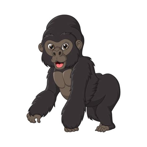 Premium Vector Cute Gorilla Cartoon Isolated On White Background