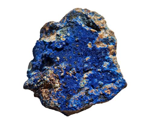 Piedra Azul De Cobalto Del Azurite Aislada En Blanco Imagen De Archivo