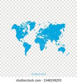 Blue World Map Flat Style Stock Vector Royalty Free