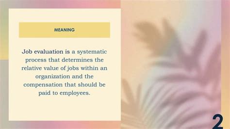 Job Evaluation Meaning Procedure Principles Ppt
