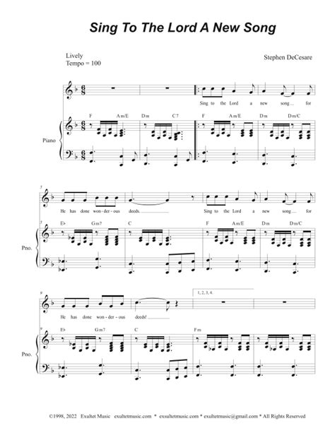 Sing To The Lord A New Song Unison Choir Sheet Music Stephen