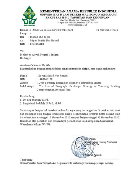 Surat Ijin Riset Pra Riset Pdf