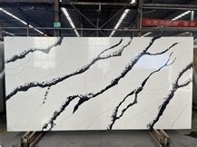 White Calacatta Quartz Stone Slab With Black Veins From China