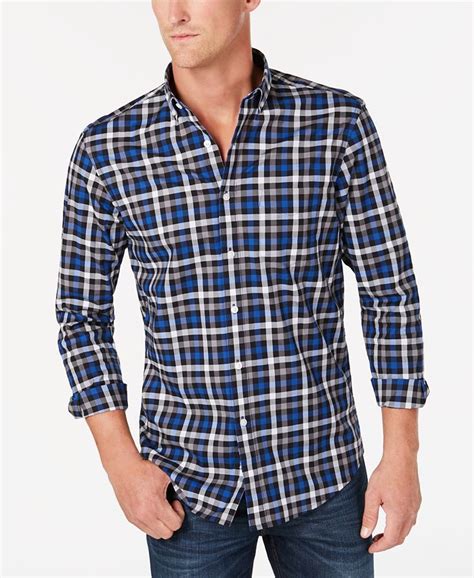 Club Room Mens Plaid Performance Shirt Created For Macys Macys