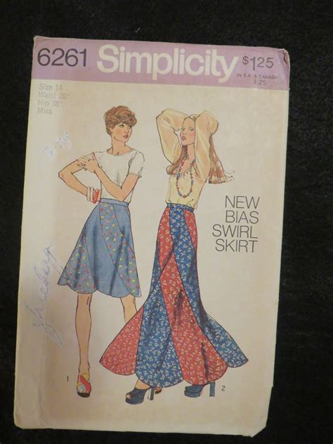 1973 Simplicity Bias Swirl Skirt Patternsize 14 Etsy