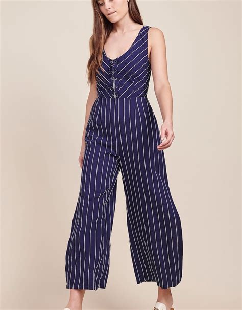 Embroidered Pinstripe Jumpsuit Pinktini