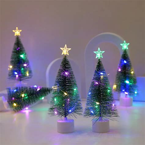 Mini Rboles De Navidad Con Luz LED Decoraci N De Sobremesa Manualidades