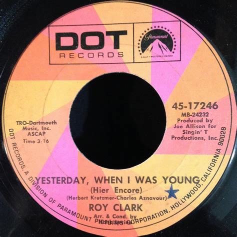 Roy Clark – Yesterday, When I Was Young (Hier Encore) (Vinyl) - Discogs