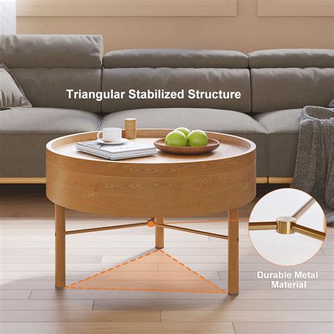 Free Shipping On Modern Round Wood Rotating Tray Coffee Table With