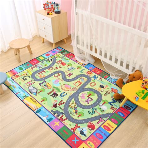 Homore Kids Car Rugs Versatile Abc Learning Play Mats With Road