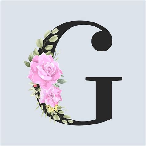 Alfabeto Floral Letras G Con Flores Y Hojas Rosas Vector Premium