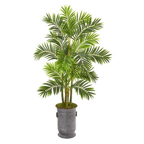 66” Areca Palm Artificial Tree In Metal Planter Nearly Natural