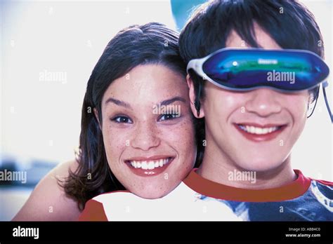 Man Wearing A Virtual Reality Headset Stock Photo Alamy