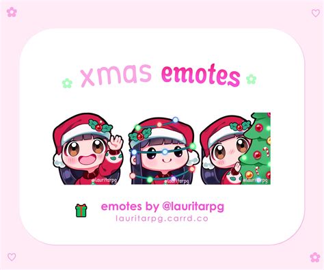 Cute Christmas Emotes For Twitch Chibi Girl Emotes Black Hair Brown