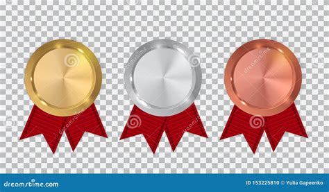 Medalla Del Oro De Plata Y De Bronce Del Campe N Con La Cinta Roja