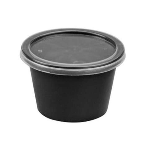 1000 Ml Black Round Plastic Container With Whitetransparent Lid 100