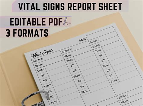 Vital Sign Sheet Printable Editable Vital Signs Report Sheet Etsy