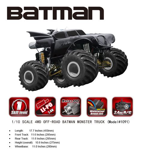 NO:1091 BRUSHED MONSTER TRUCK BATMAN - Remo Hobby