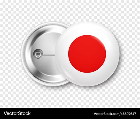 Realistic Button Badge With Printed Japanese Flag Vector Image