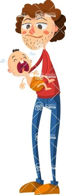 Father With A Crying Baby Cartoon Stock Graphic Graphicmama