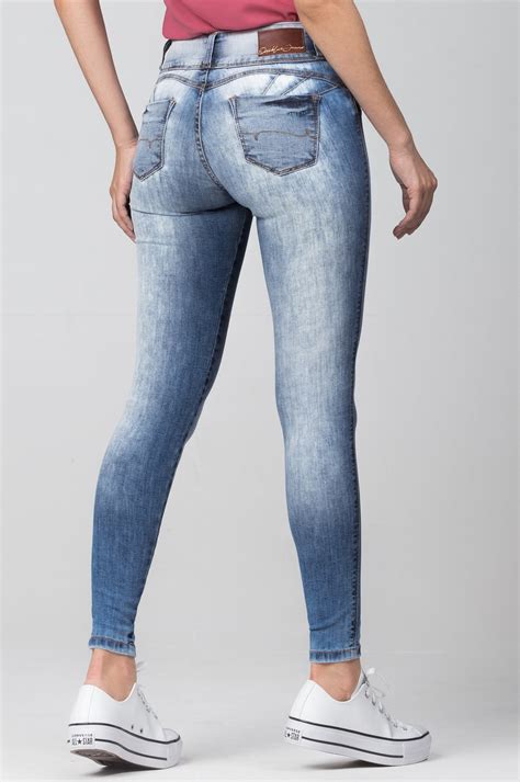 Calça Jeans Feminina Skinny Levanta Bumbum F2021816 Oxiblue Jeans