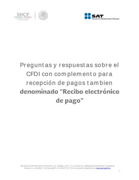 PDF Preguntas Y Respuestas Sobre El CFDI Con Oma Y Respuestas Sobre