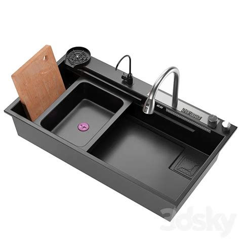 Ds Max Black Nano Kitchen Sink Stainless Steel Waterfall Sink