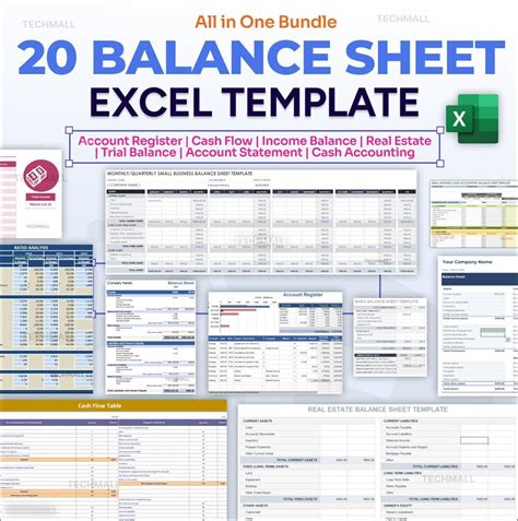 20 Excel Balance Sheet Excel Templates Pack Perfect for Personal and ...