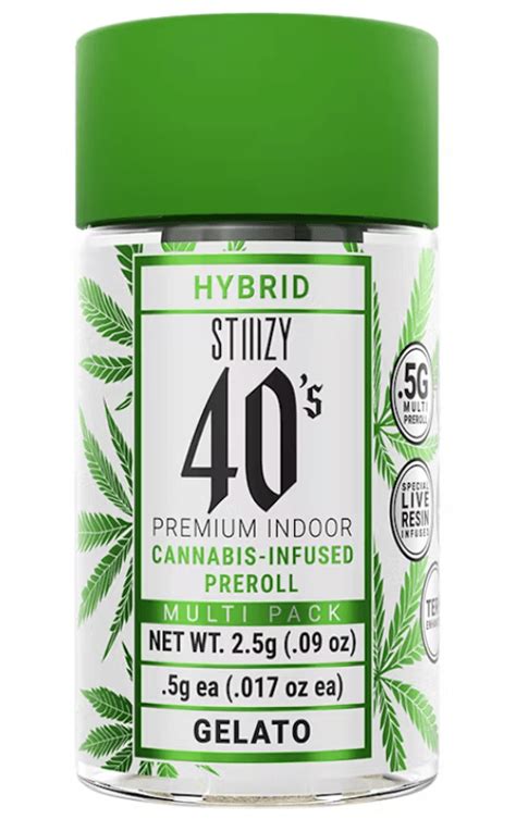 Stiiizy 40s Infused Preroll 5 Pack Gelato Royal Leaf Club Dispensary