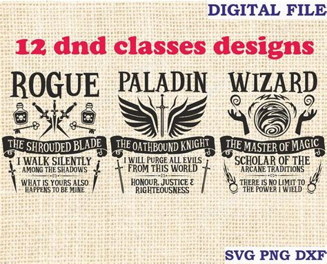 Dnd Svg Dnd Class Emblems Bundle Pack 12 Pcs Dungeons And Dragons Svg