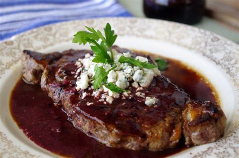 New York Strip With Spicy Blueberry Reduction And Blue Cheese Recipe Blueberry Reduction