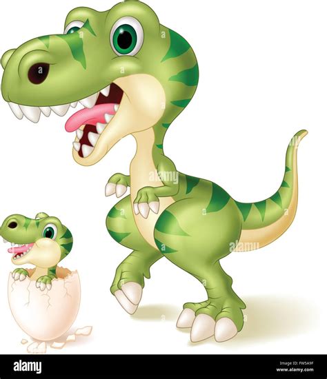 Mother And Baby Dinosaur Hatching Vector Illustration Stock Vector