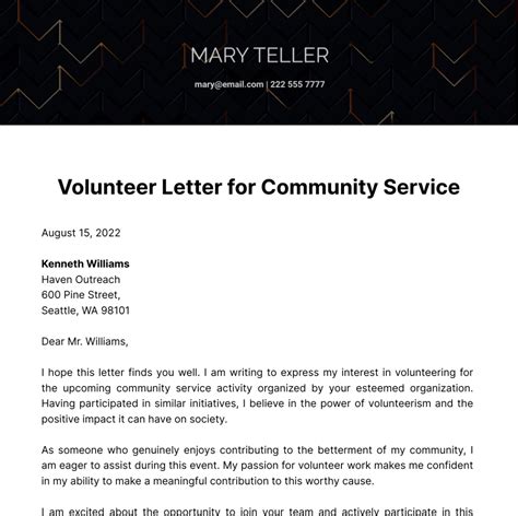 Free Volunteer Letter Templates And Examples Edit Online And Download