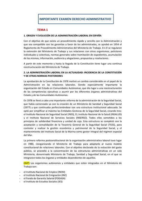 Importante Examen Adm Importante Examen Derecho Administrativo Tema