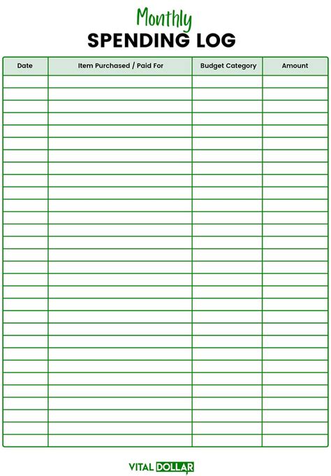 Free Printable Monthly Spending Worksheets