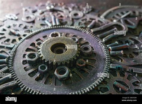 Machine Gear Metal Cogwheels Nuts And Bolts Stock Photo Alamy