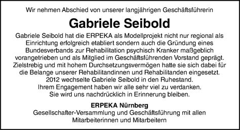 Traueranzeigen Von Gabriele Seibold Trauer Nn De