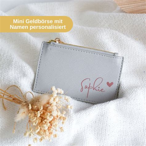 Mini Geldbörse mit Namen und Herz Geschenkidee personalisiertes