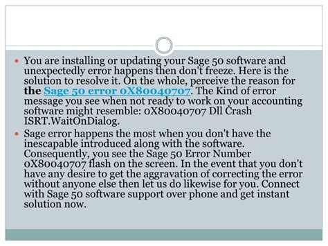 Ppt Error 0x80040707 When Installing Sage 50 Powerpoint Presentation Id10715107