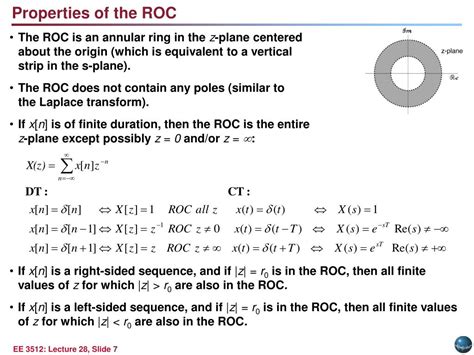 Ppt Lecture The Z Transform And Its Roc Properties Powerpoint