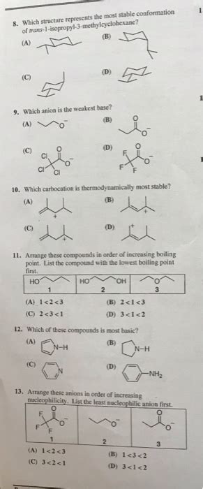 Solved S Which Structure Represents The Most Stable Chegg