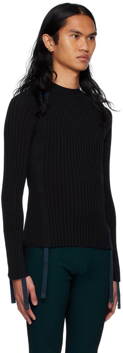 Dion Lee Black Gathered Utility Long Sleeve T Shirt Dion Lee