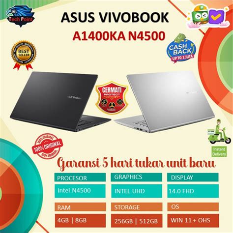 Promo Asus Vivobook A Ka Intel Celeron N Gb Gb Ssd