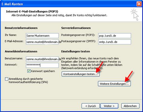 Outlook 2003 Mit 1und1 E Mail Einrichten Pop3smtp Supportnet