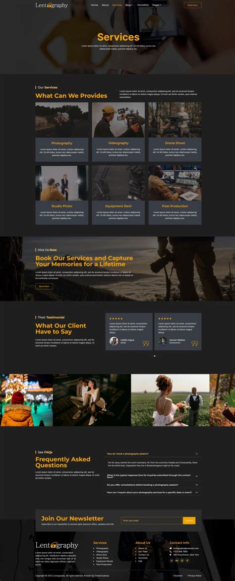 Lentography Photography Videography Service Elementor Template Kit