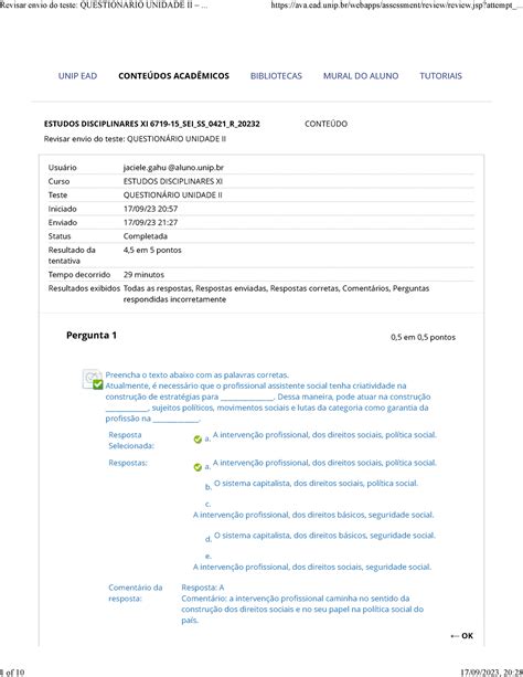 Question Rio Unidade Ii Estudos Disciplinares Ix Revisar Envio Do