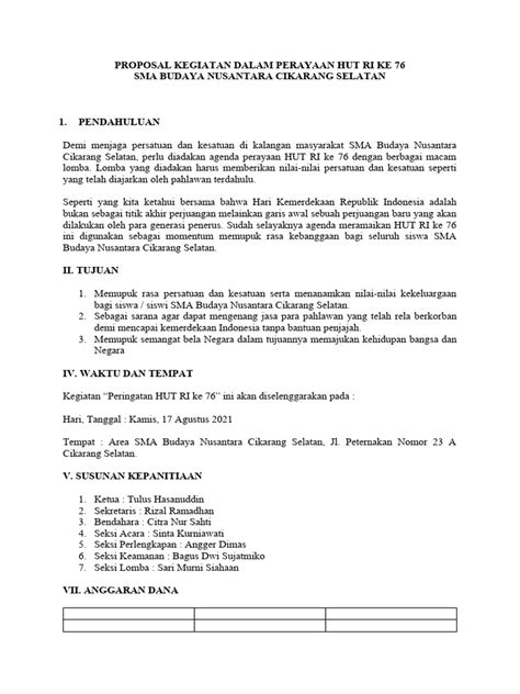 Contoh Proposal Kegiatan 17 Agustus Di Sekolah Pdf