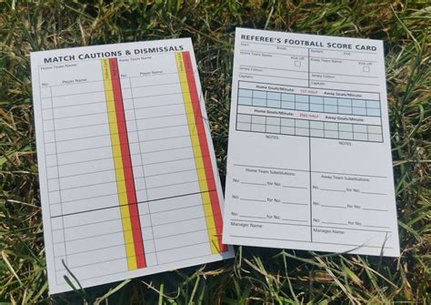 Football Soccer Referee Match Report Sheet Score Card X Cards Pad