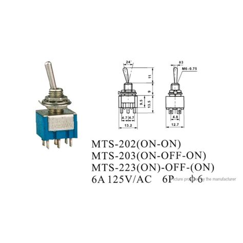 Interruptor De Palanca Mts Dpdt Pines On Off On